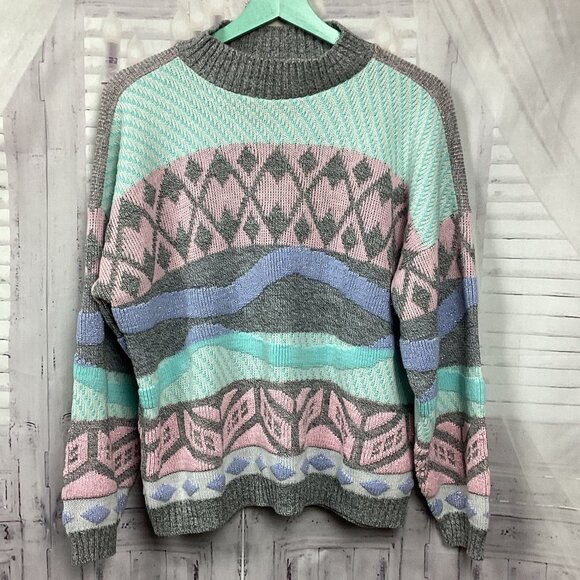 Vintage 80s Gray Pastel Sweater - Picture 1 of 8